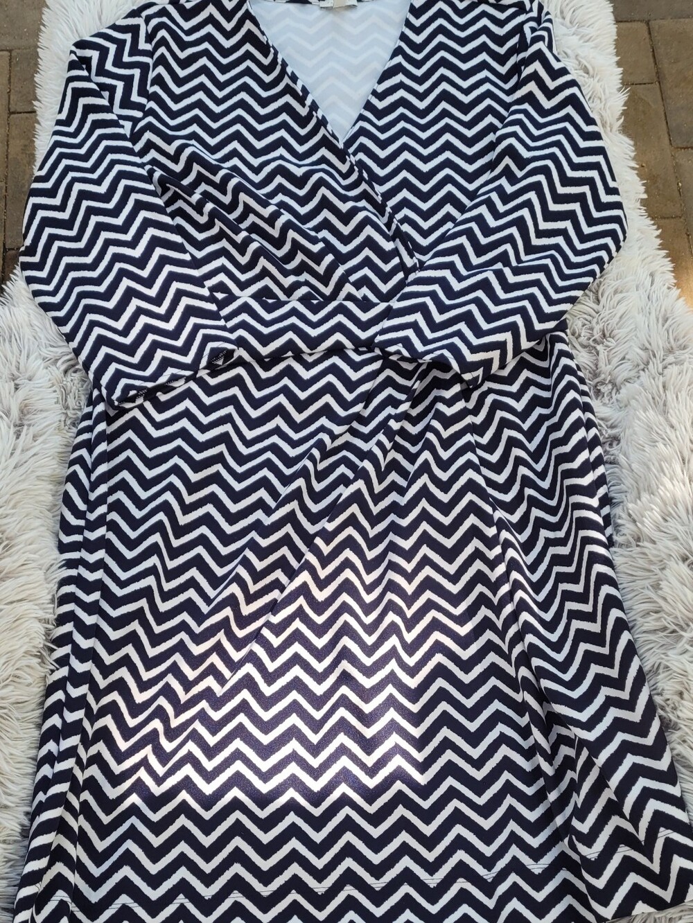 Talbots Chevron Dress in Navy and White